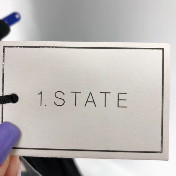 1. STATE Women's Pleated Midi Dress Small Black Halter Neck Handkerchief Hem NWT - Picture 9 of 10